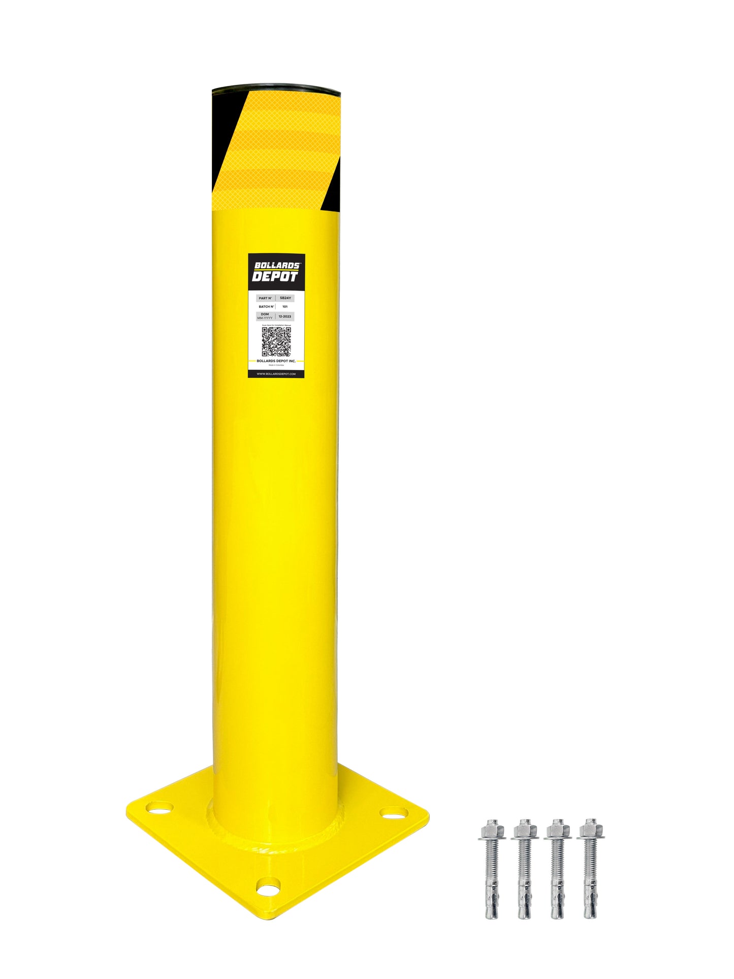 Safety Bollards, Heavy Duty Yellow 4.5" Steel Post (60")