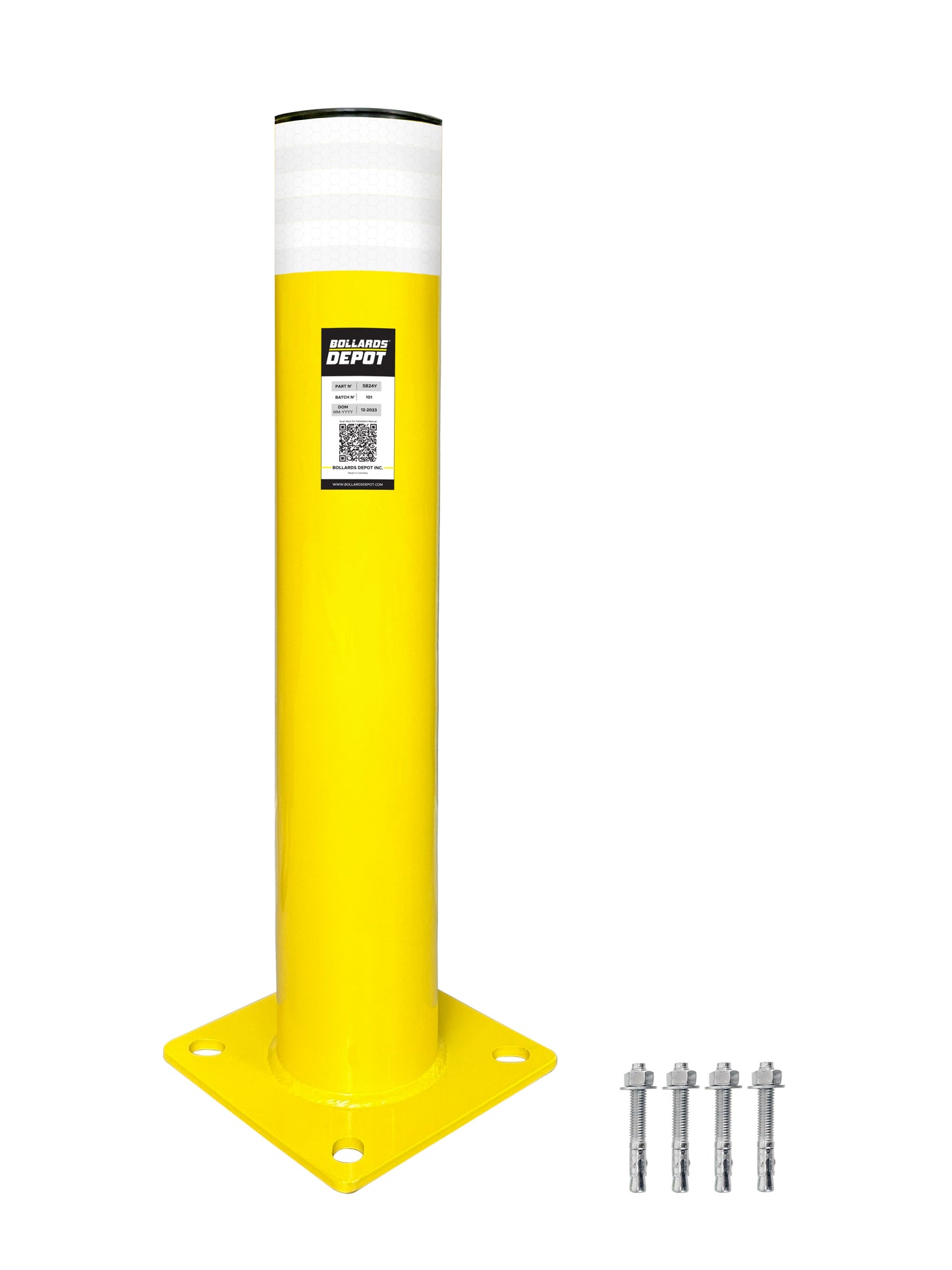 Safety Bollards, Heavy Duty Yellow 4.5" Steel Post (60")