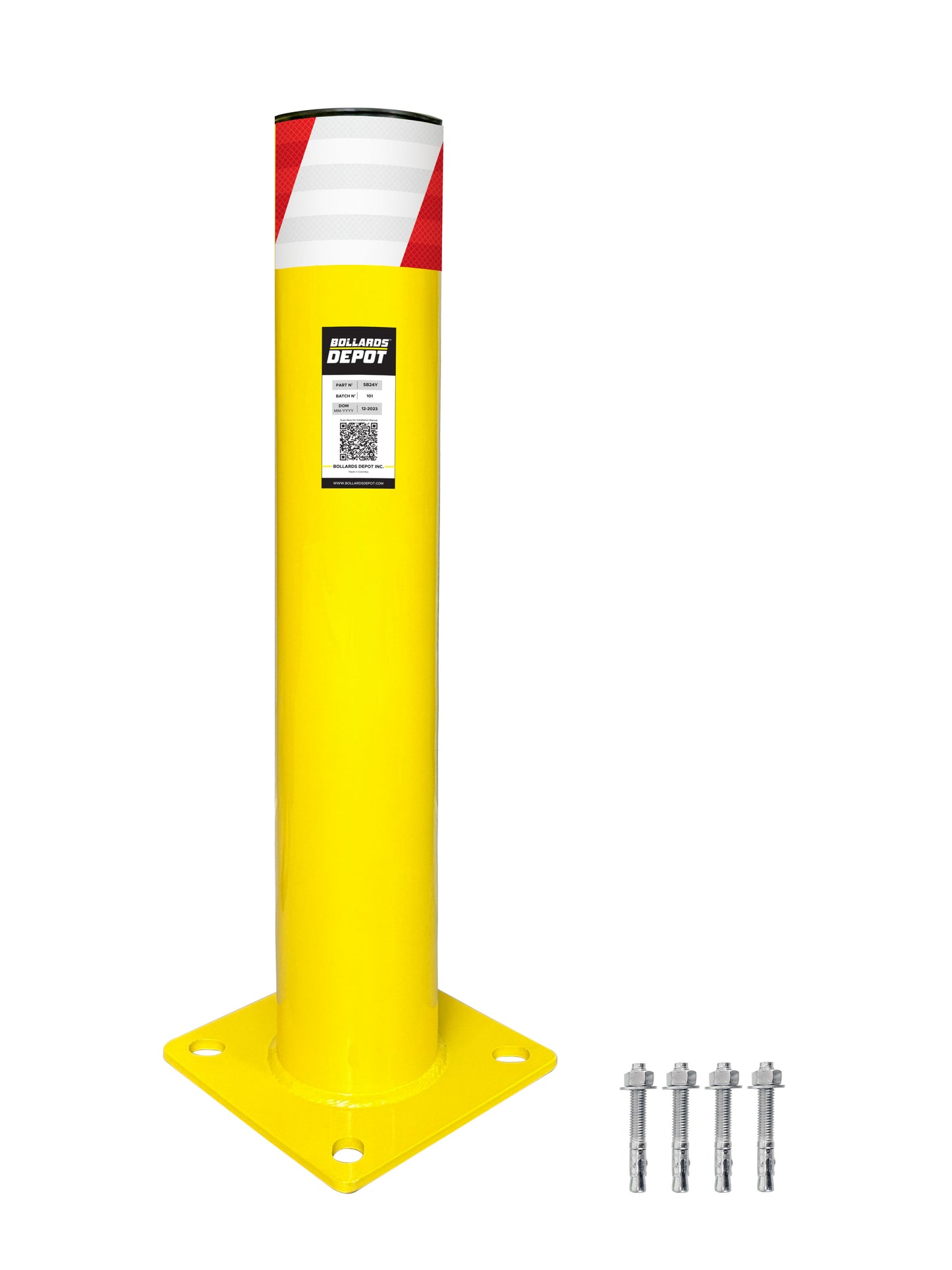 Safety Bollards, Heavy Duty Yellow 4.5" Steel Post (36")